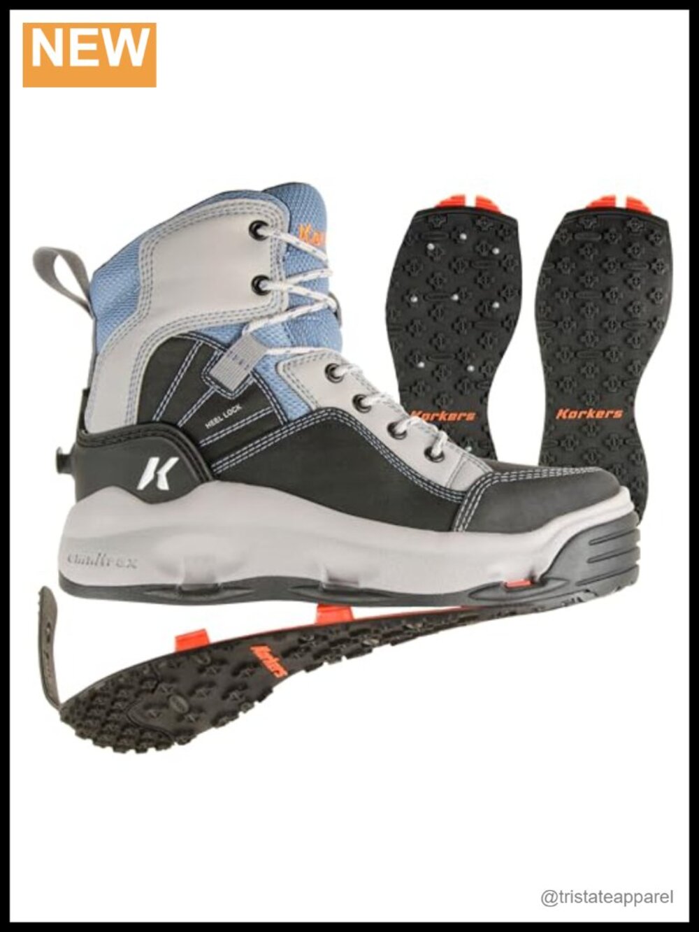 Women's Fishing Boots Lace-Up with Interchangeable Studded Rubber Soles